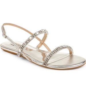 Badgley Mischka Ivory Satin Zandra Embellished Sandal